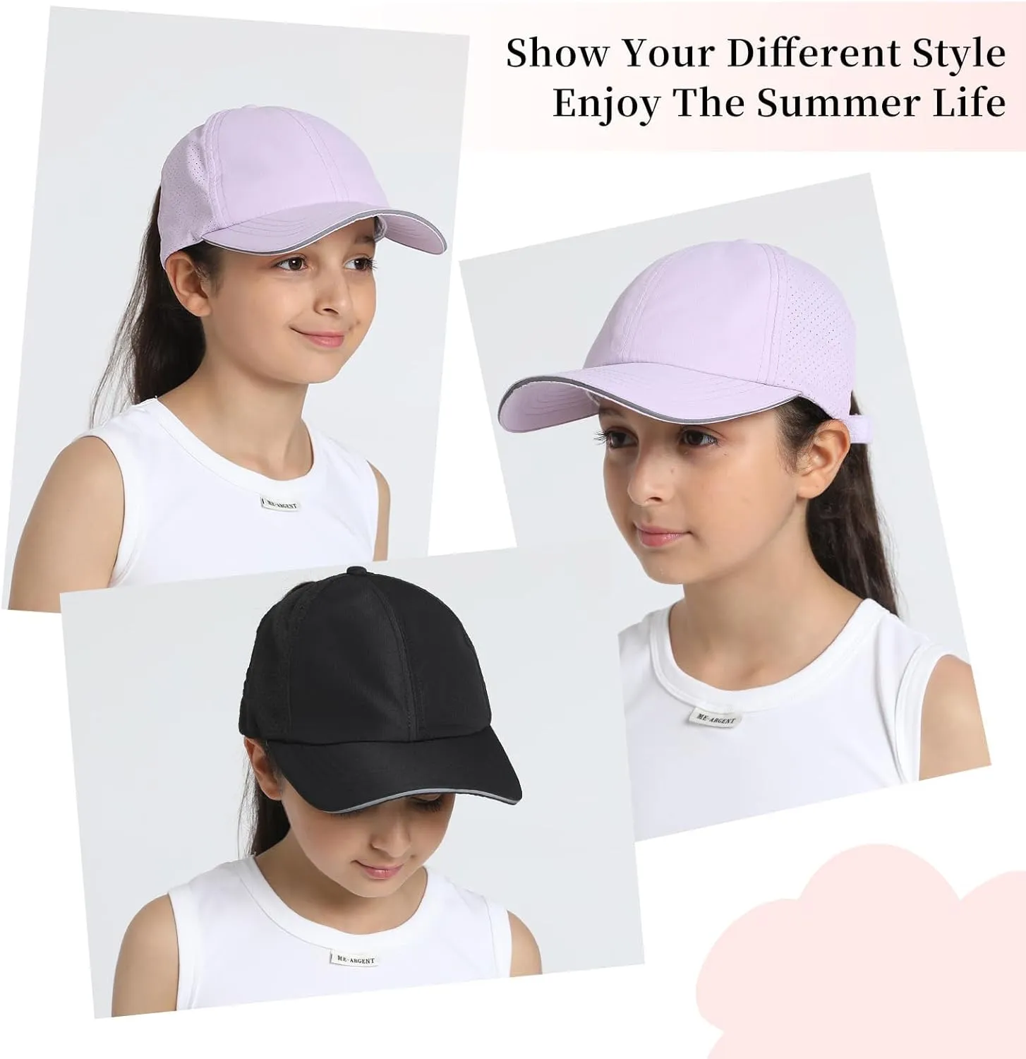 Girls Criss Cross Ponytail Hat Mesh Baseball Cap Kids Quick Dry Ponycap Hats Outdoor Summer Sports Hat Age 7-12