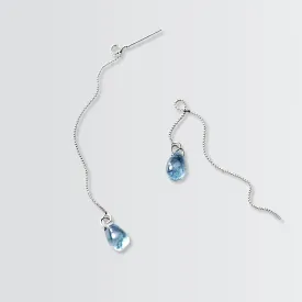 Glassy Tear Drops Chain Earrings
