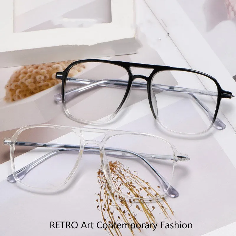 Gmei Unisex Eyeglasses Transparent Double Beam Retro Flat 6536