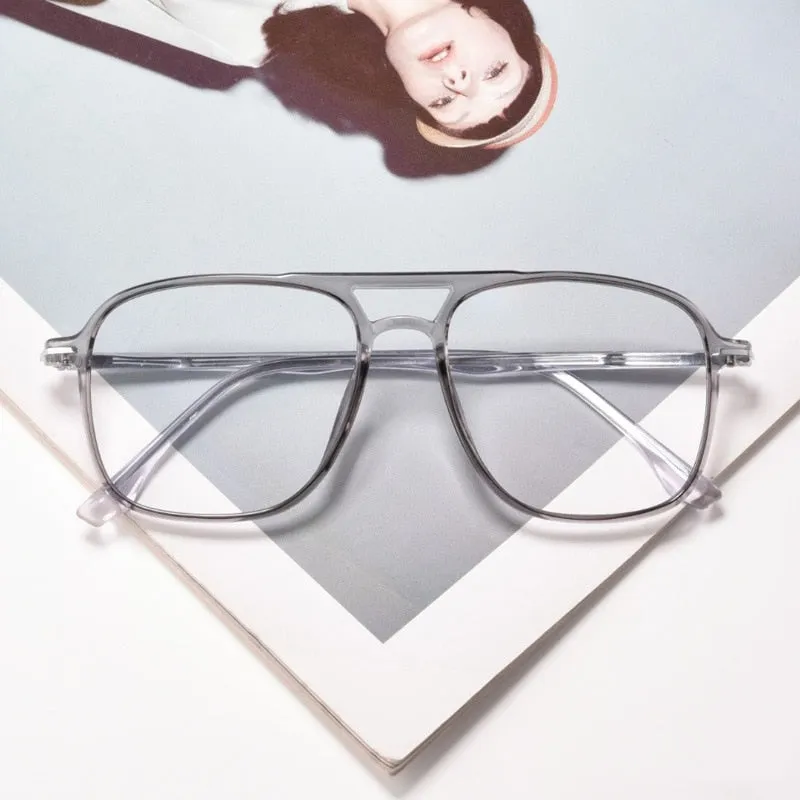 Gmei Unisex Eyeglasses Transparent Double Beam Retro Flat 6536