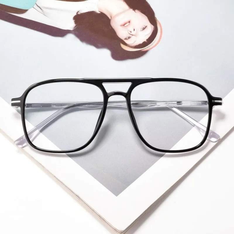 Gmei Unisex Eyeglasses Transparent Double Beam Retro Flat 6536