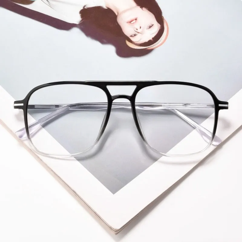 Gmei Unisex Eyeglasses Transparent Double Beam Retro Flat 6536