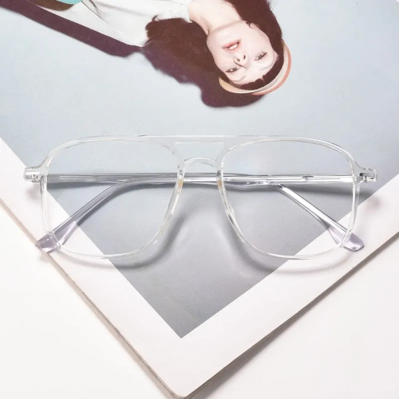 Gmei Unisex Eyeglasses Transparent Double Beam Retro Flat 6536