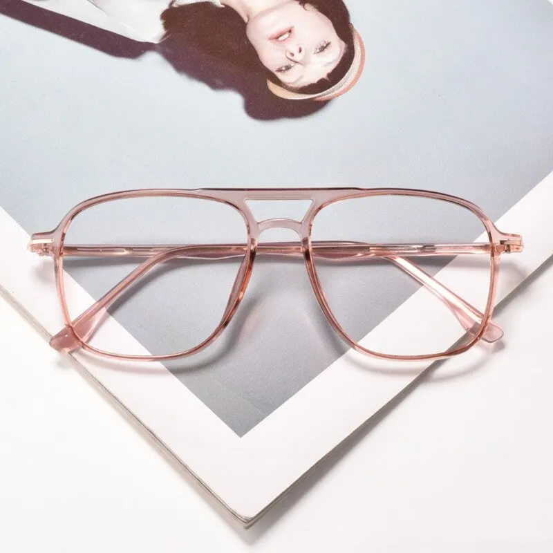 Gmei Unisex Eyeglasses Transparent Double Beam Retro Flat 6536