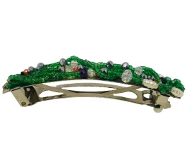 Green Beaded Hair Barrette