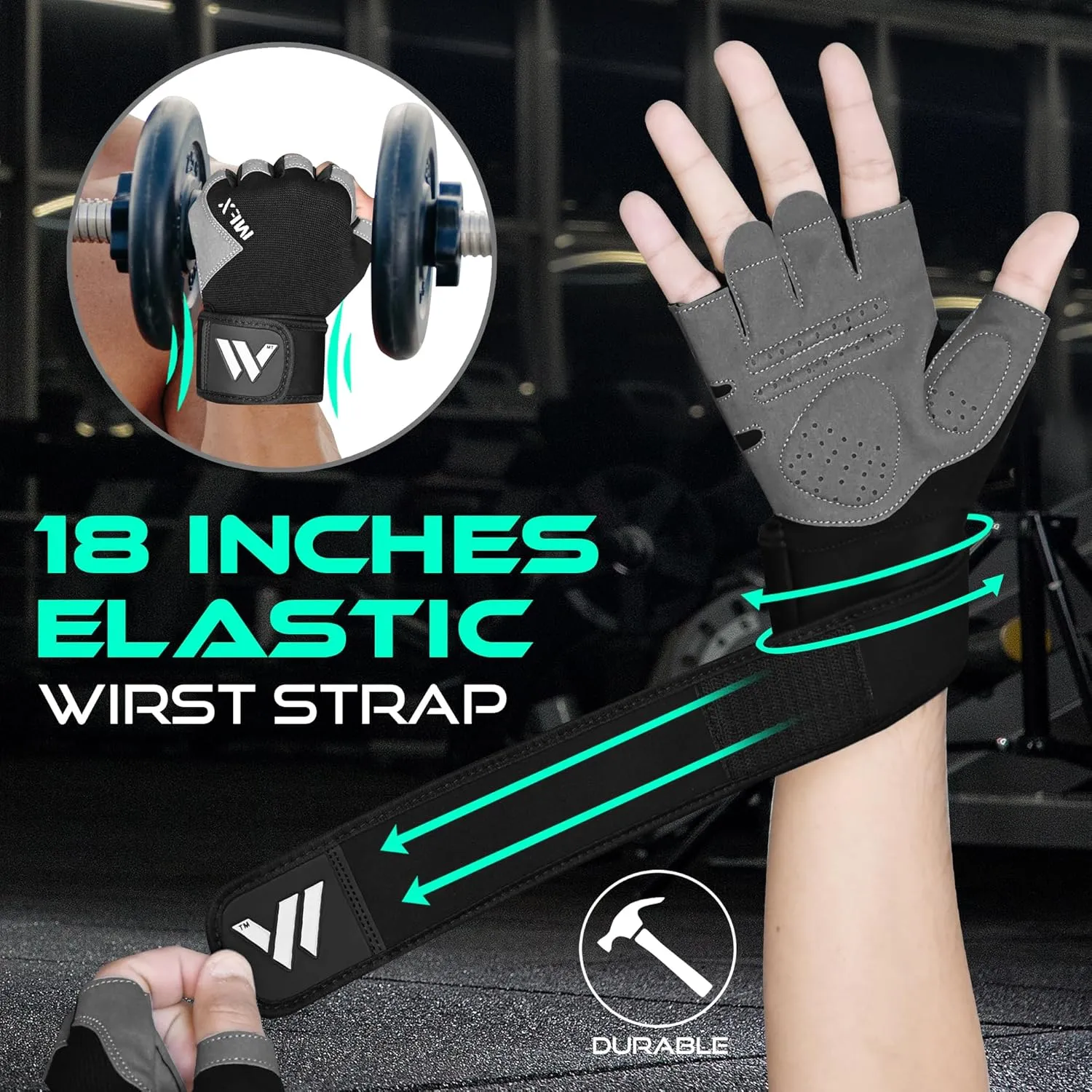 Gym Gloves Fitness Training Anti Slip Shock-Absorbing Weight Lifting Gloves Padded Grip Breathable Fingerless Workout Support for Men Women Cycling Exercise