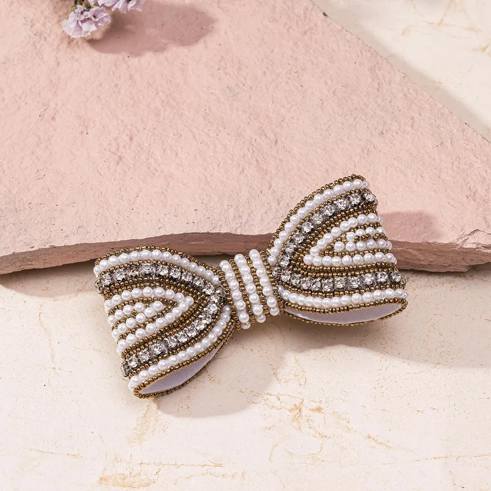 Hair Drama Co Embellished Hair Bow Alligator Clip - Gold