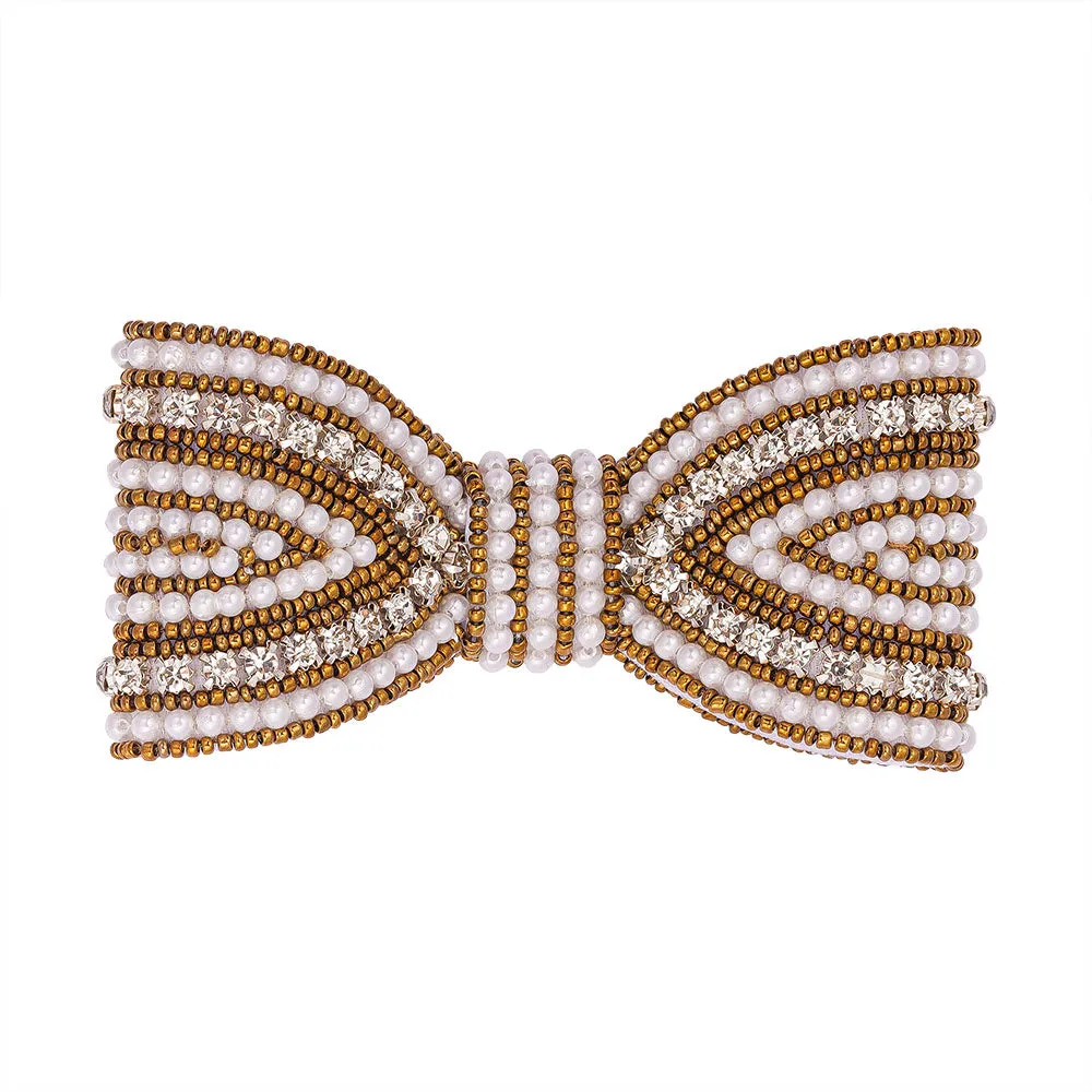 Hair Drama Co Embellished Hair Bow Alligator Clip - Gold