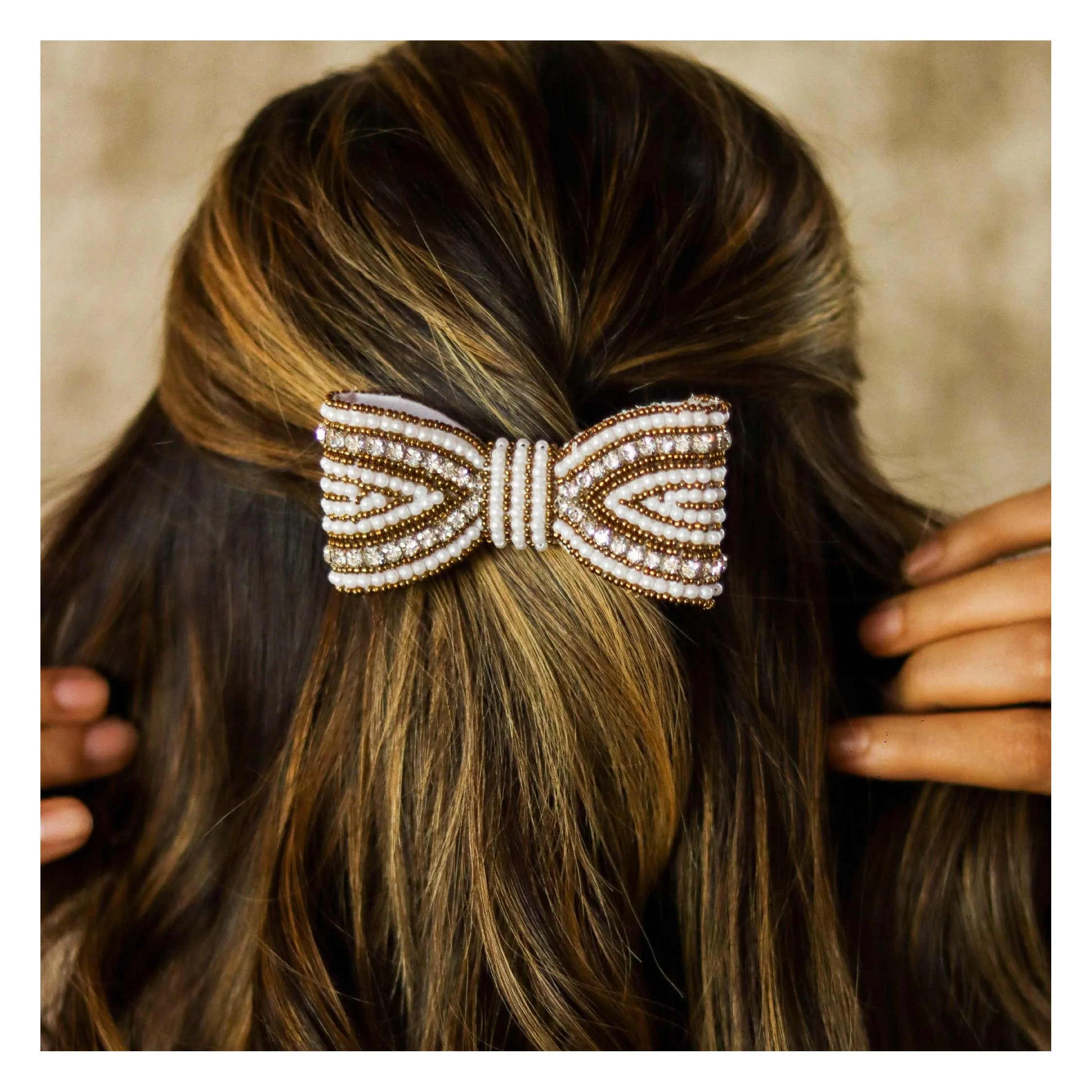 Hair Drama Co Embellished Hair Bow Alligator Clip - Gold