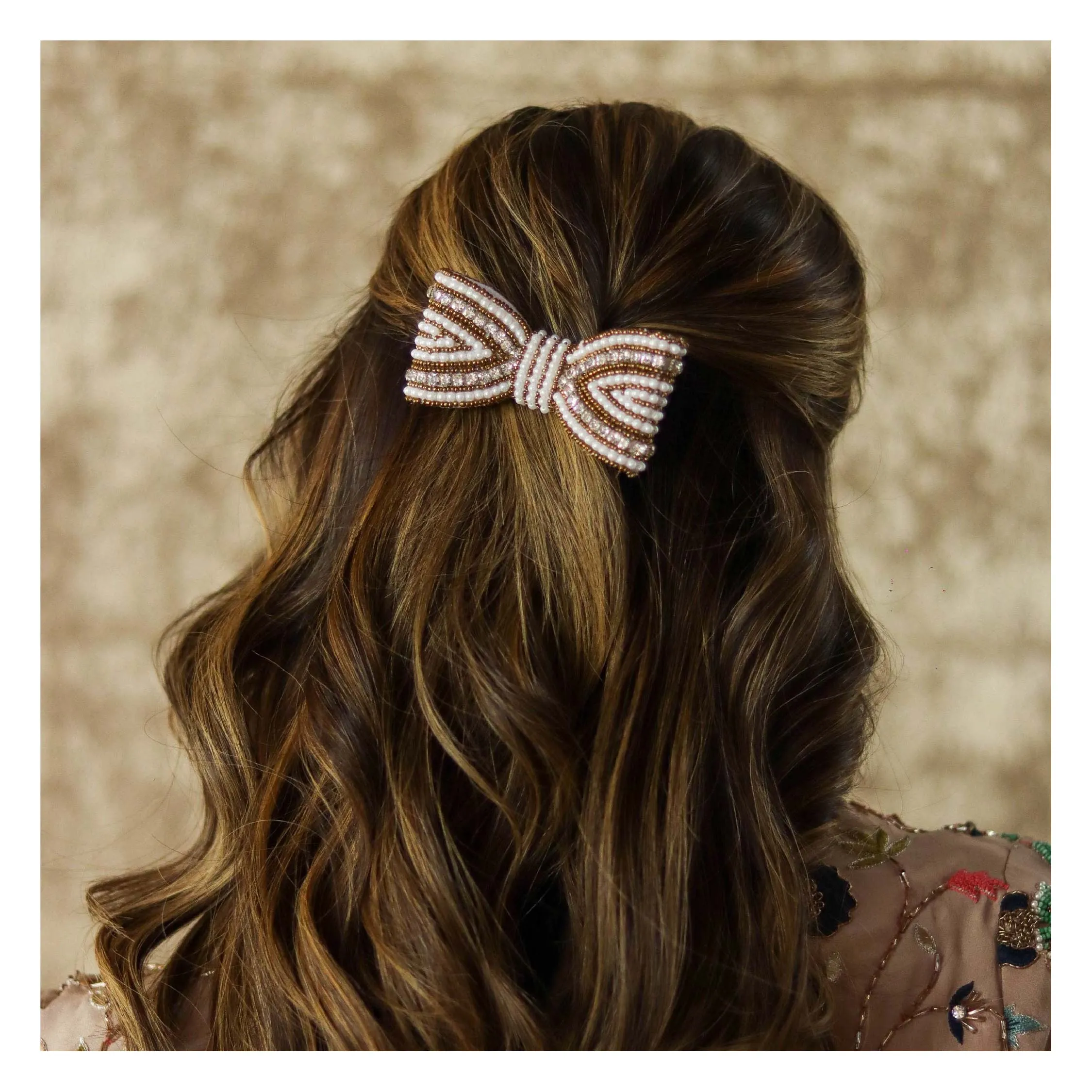 Hair Drama Co Embellished Hair Bow Alligator Clip - Gold