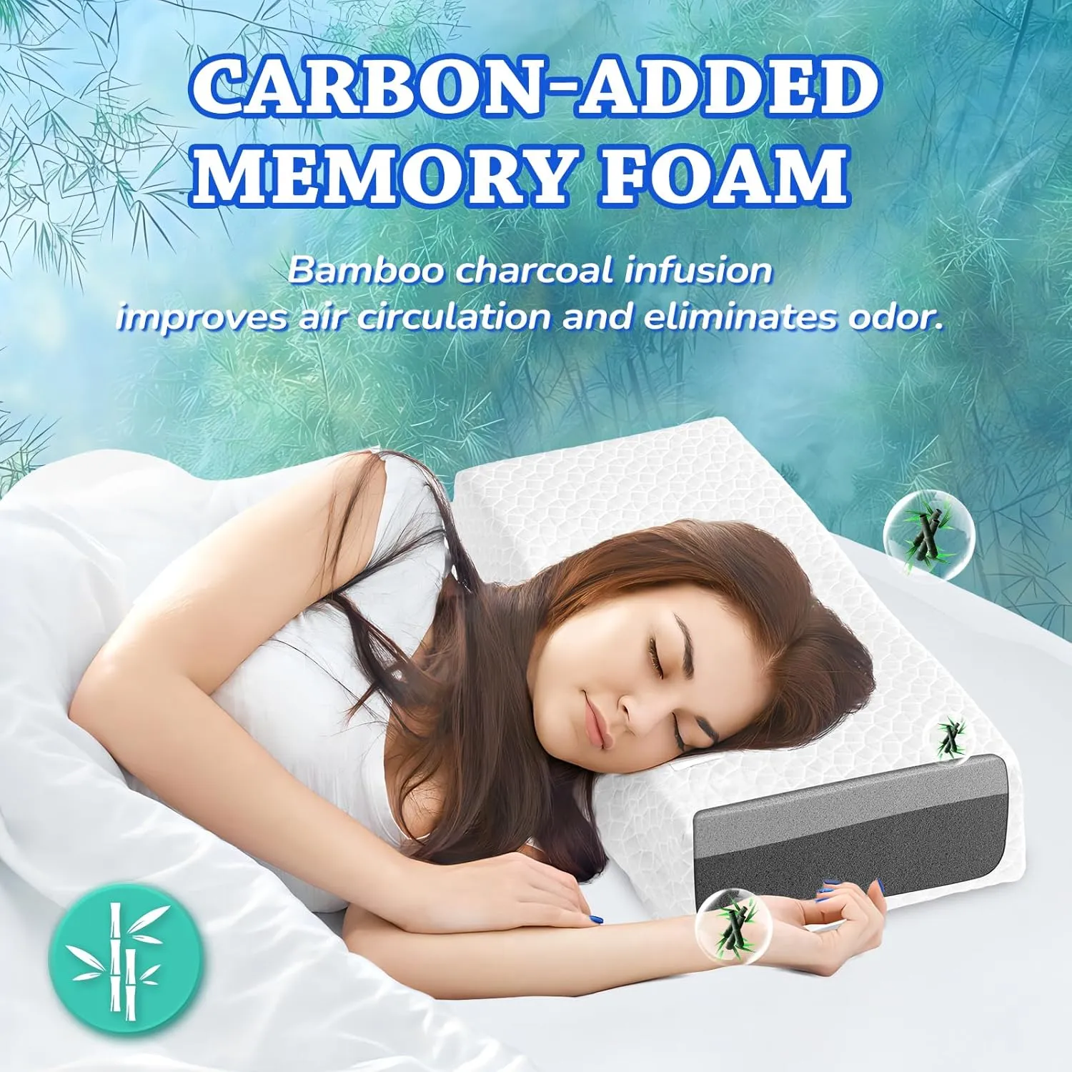 HARBOREST Ice Cube Cooling Pillow for Side Sleepers Memory Foam Side Sleeper Pillow Support Head & Neck for Pain Relief12"x24"x5"