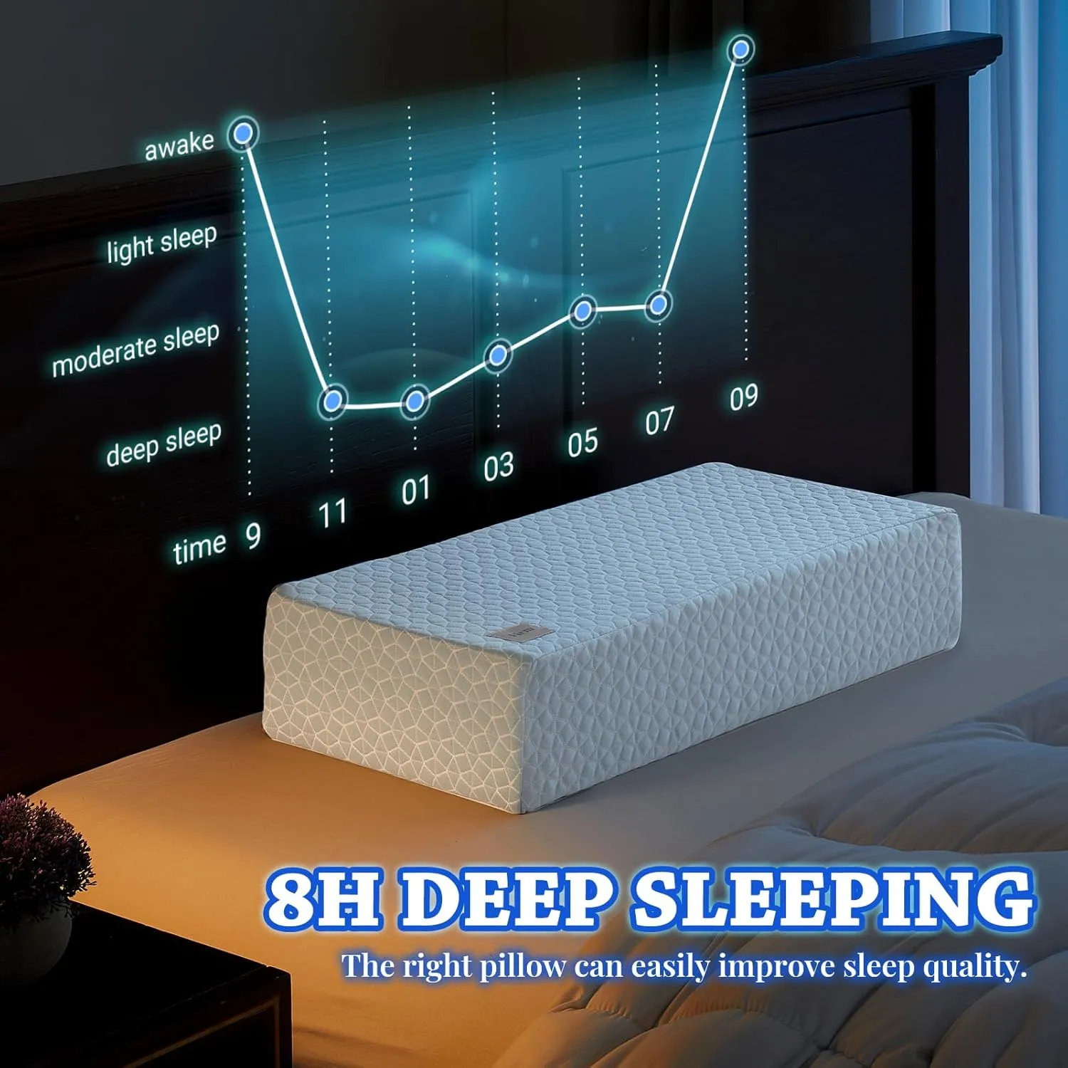 HARBOREST Ice Cube Cooling Pillow for Side Sleepers Memory Foam Side Sleeper Pillow Support Head & Neck for Pain Relief12"x24"x5"