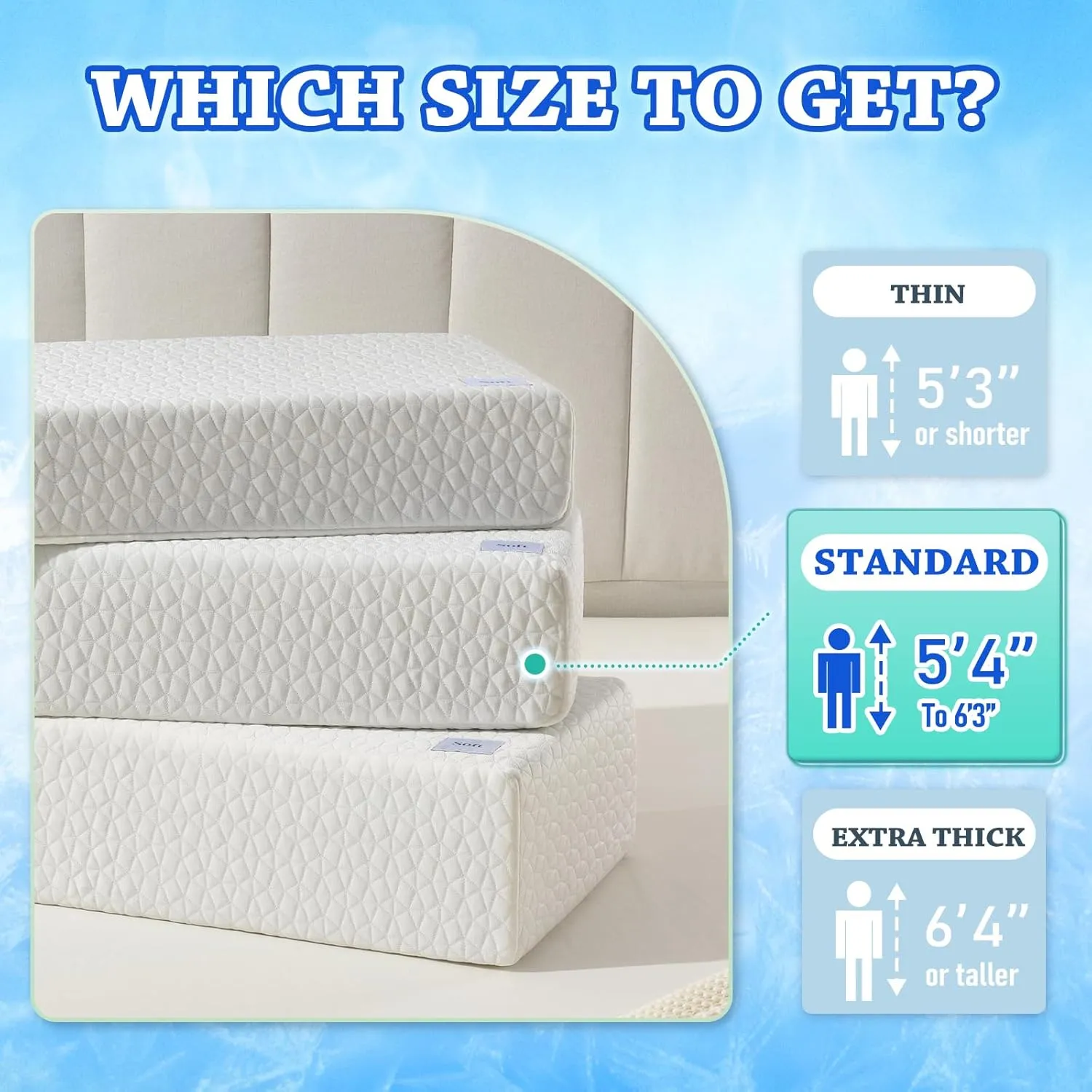 HARBOREST Ice Cube Cooling Pillow for Side Sleepers Memory Foam Side Sleeper Pillow Support Head & Neck for Pain Relief12"x24"x5"
