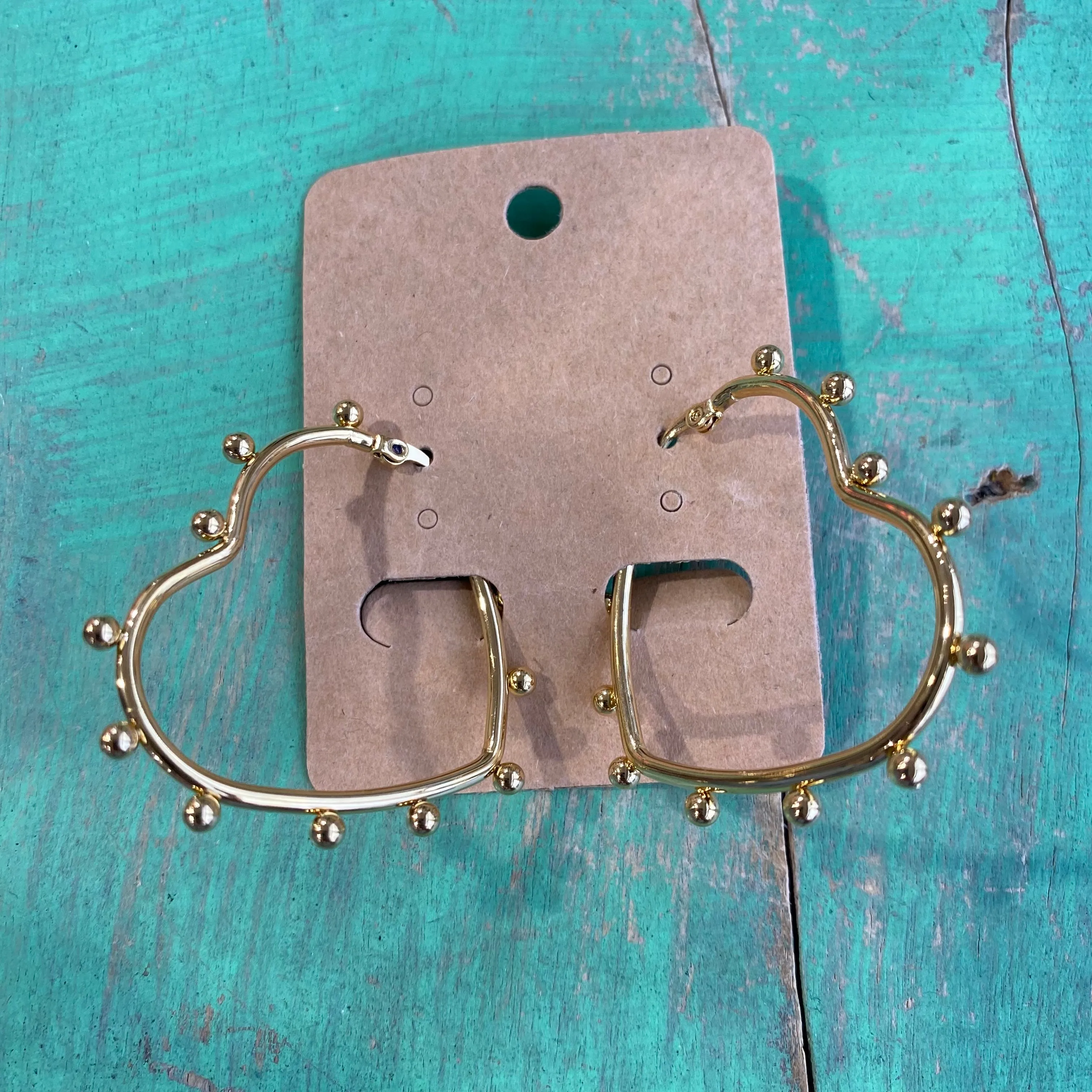 Heart Bead Hoop Earrings