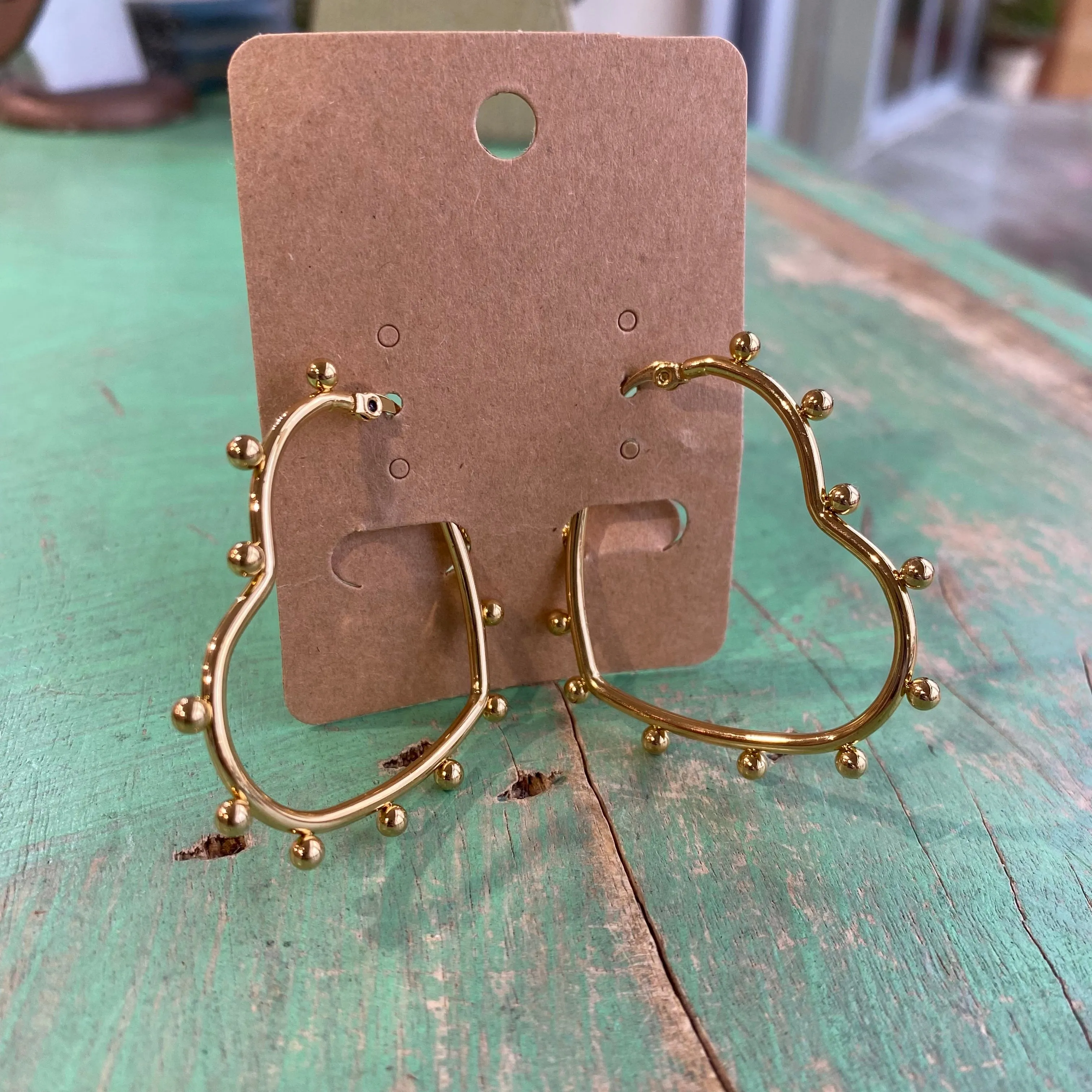 Heart Bead Hoop Earrings