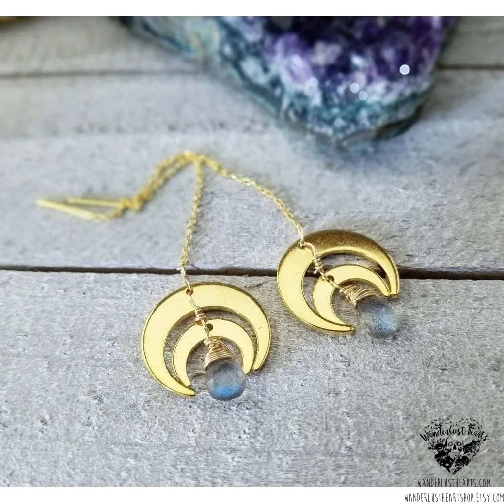 Horn Moon threader earrings