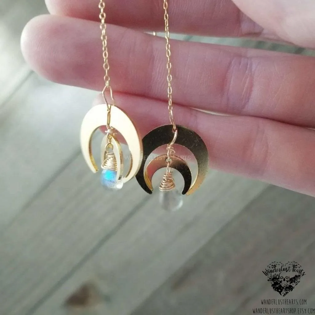 Horn Moon threader earrings