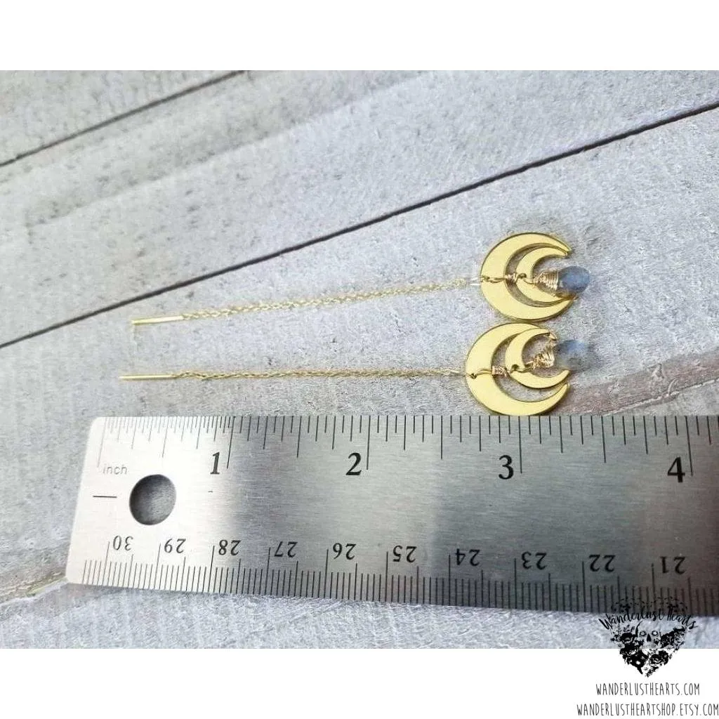 Horn Moon threader earrings