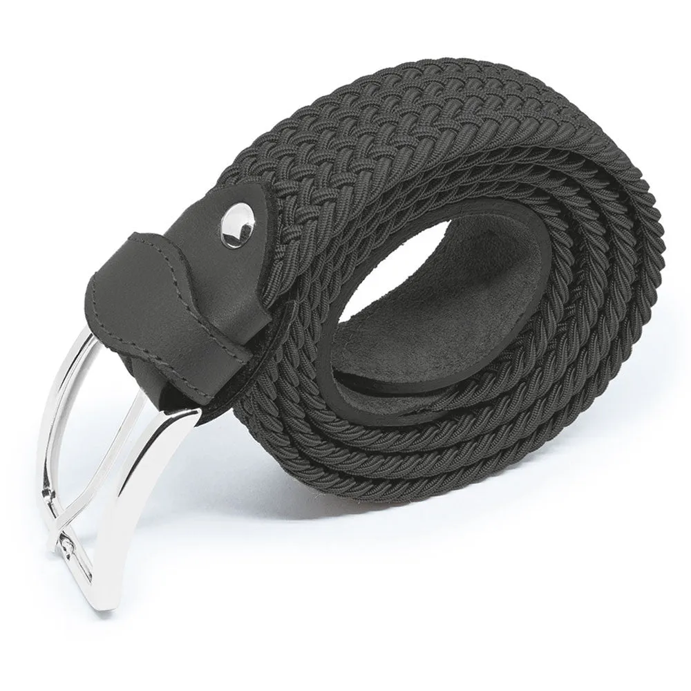 Italian Black Elastic Braided Belt