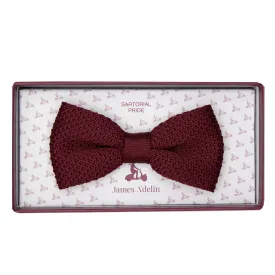 James Adelin Luxury Knitted Bow Tie in Burgundy