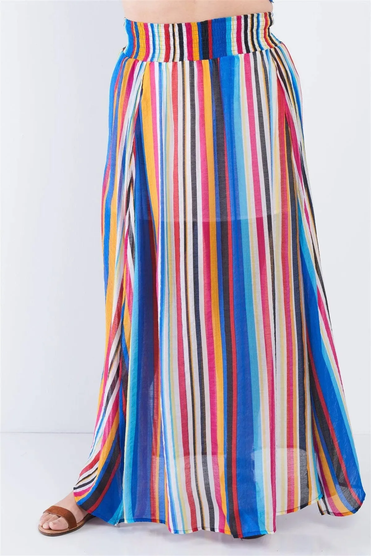 Junior Plus Size Multi Stripe Bandeau & Maxi Skirt Set /1-1-1