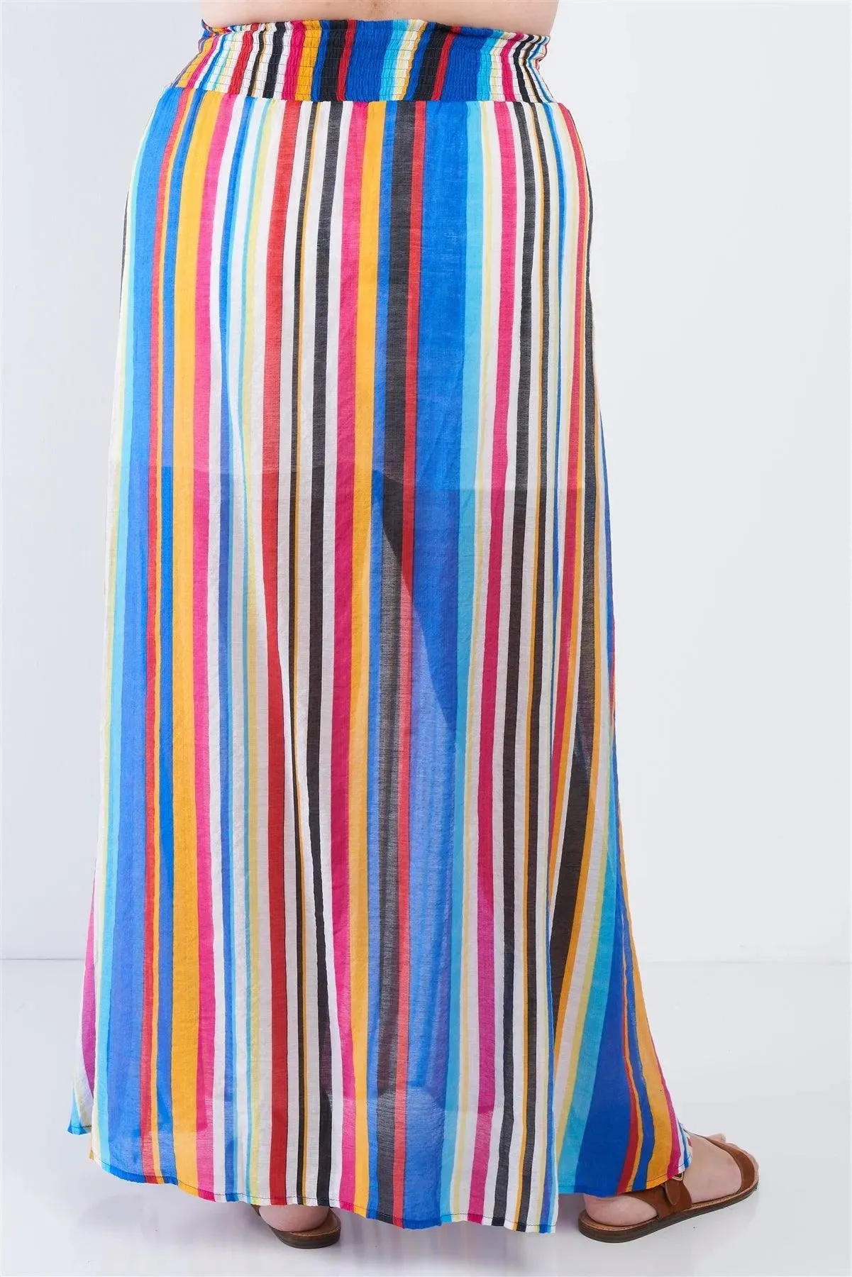 Junior Plus Size Multi Stripe Bandeau & Maxi Skirt Set /1-1-1