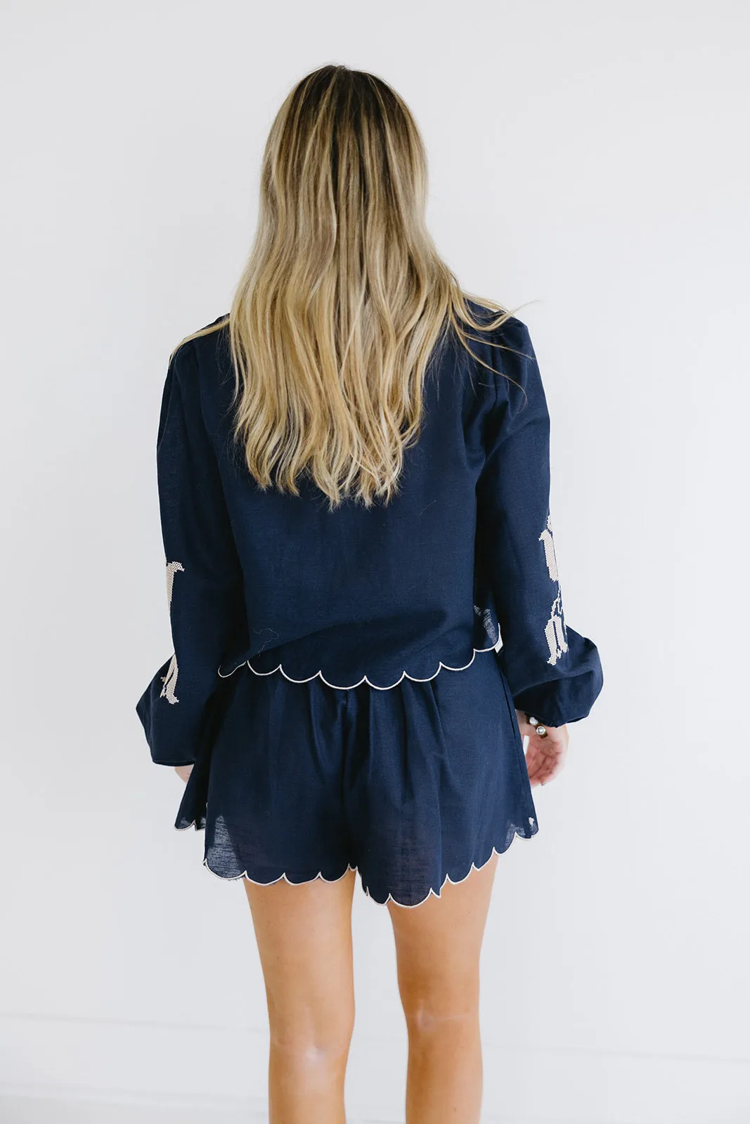 Linden Embroidered Set - Navy