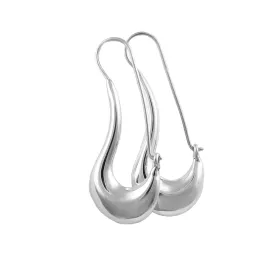 Long Sterling Silver Curved Creole Earrings
