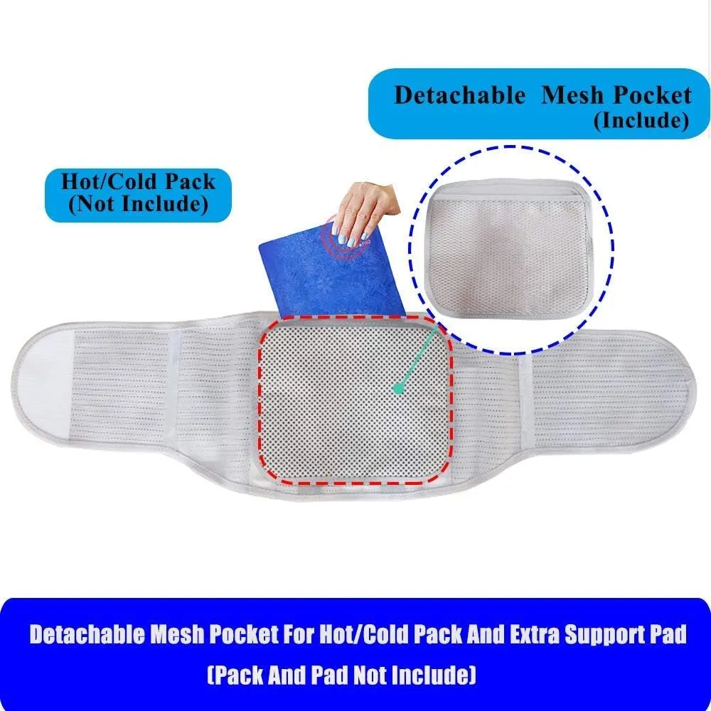 Lower Back Braces for Back Pain Relief - Compression Belt for Men & Women - Lumbar Support Waist Backbrace for Herniated Disc, Sciatica, Scoliosis - Breathable Mesh Design, Adjustable Straps (M, Gray)