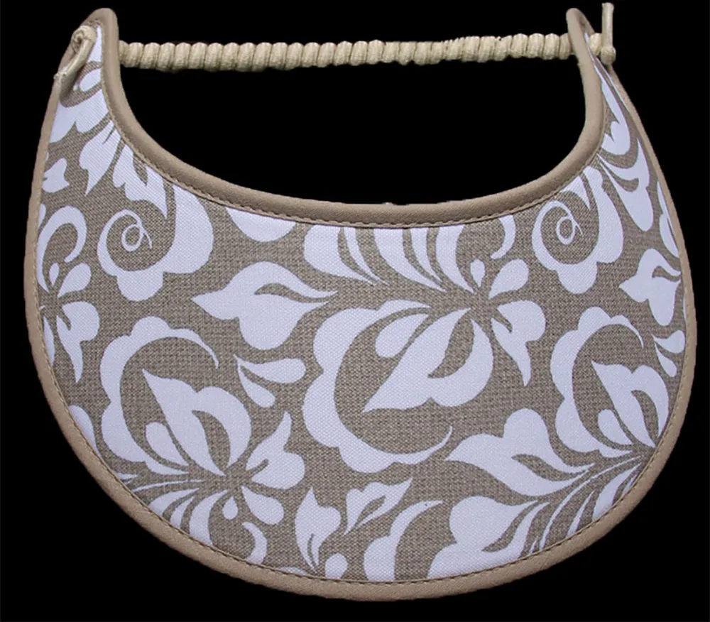 M345 Damask on Tan Sun Visor Trimmed in Tan