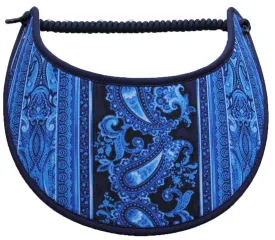M631 Paisleys and Other Designs on Blue Sun Visor with Navy Trim