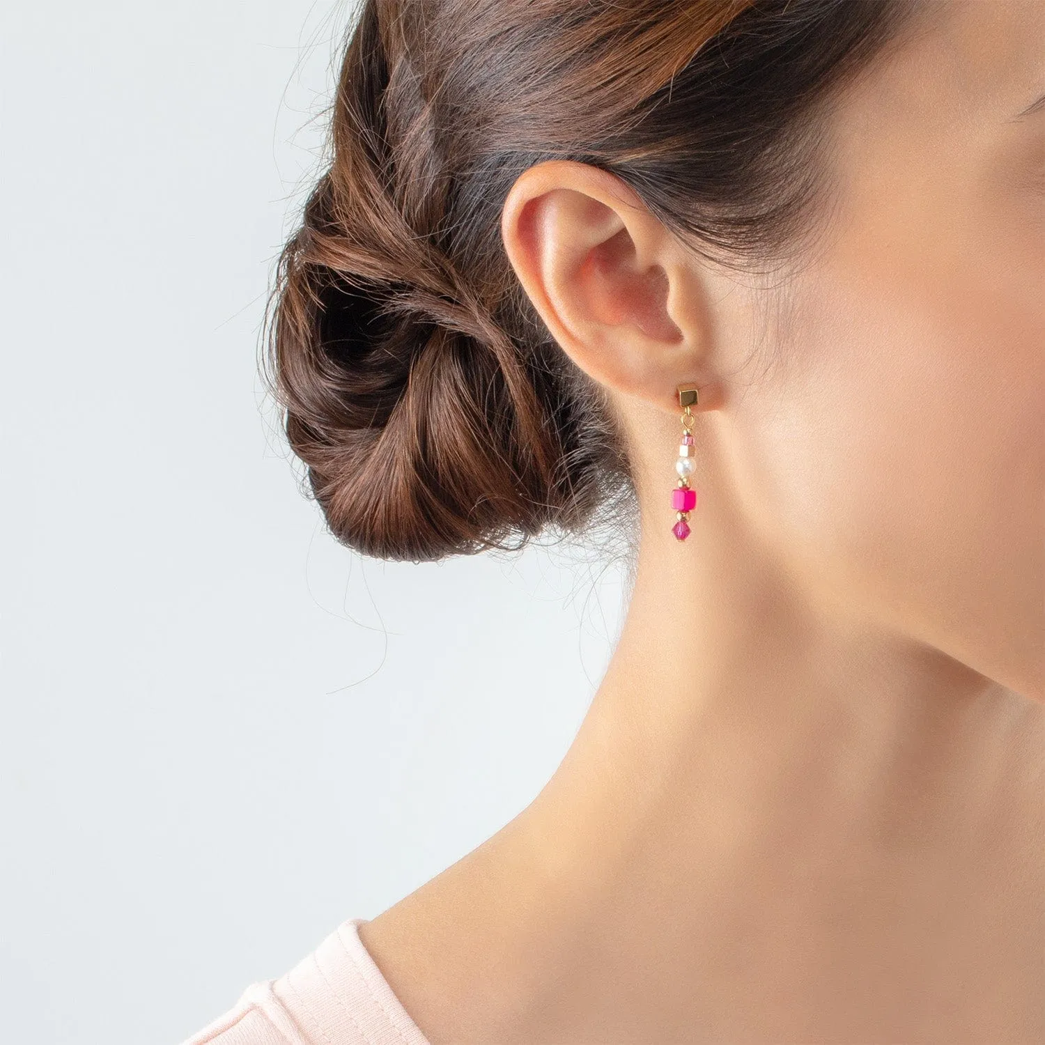 Magenta Square Earrings