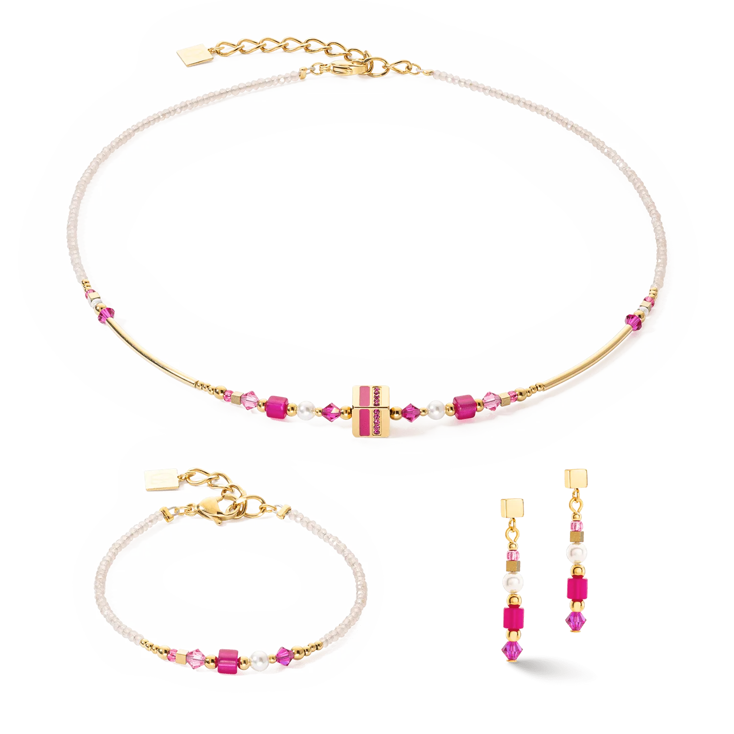 Magenta Square Earrings