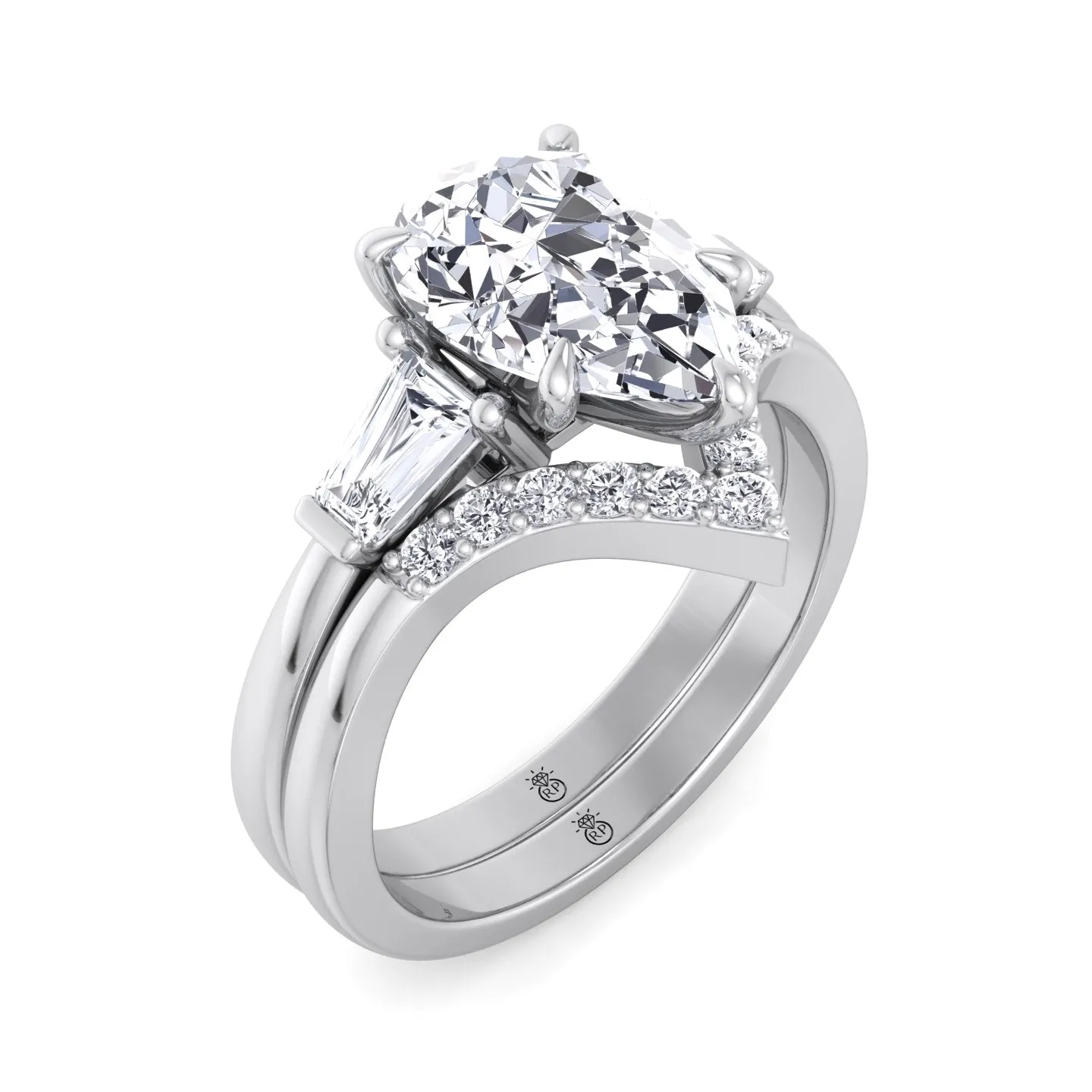 Mauritius - Matching Wedding Band with Curve (0.05 CT)