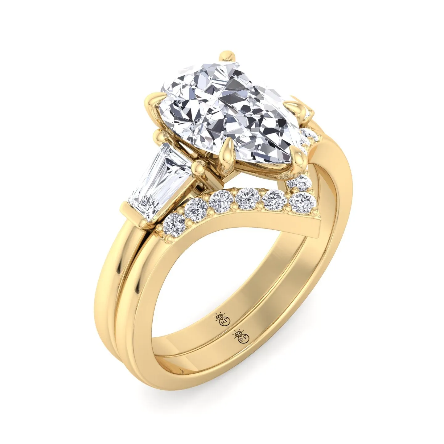 Mauritius - Matching Wedding Band with Curve (0.05 CT)