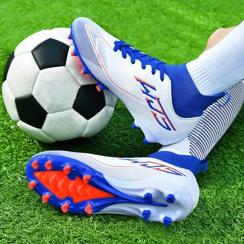 Men's Soccer Shoes Cleats Professional High-Top Athletic Turf Football Shoes Outdoor Indoor Professional Futsal Football Training Sneakers