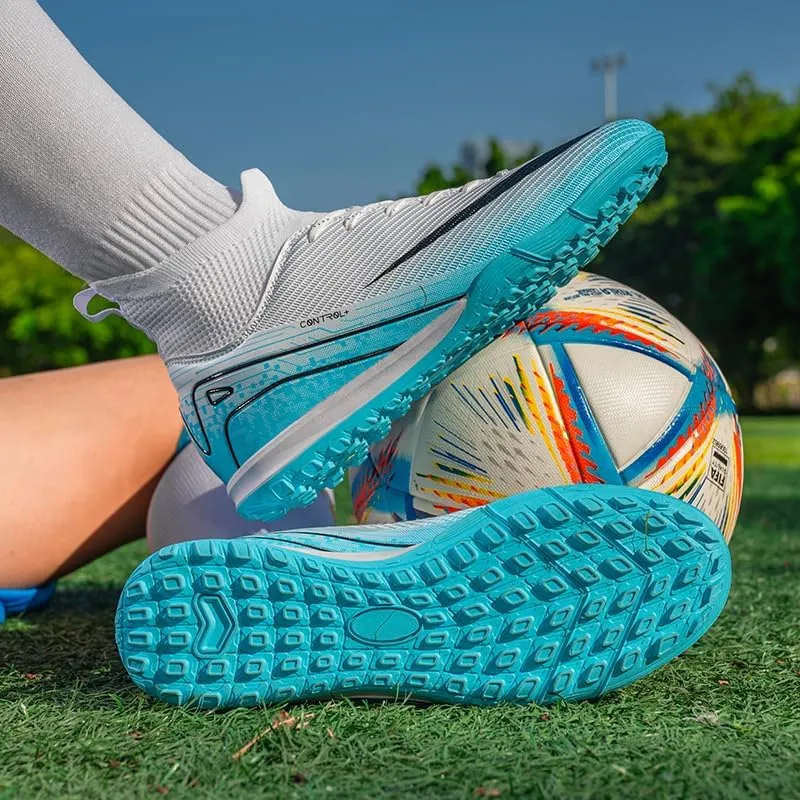 Men's Soccer Shoes Cleats Professional High-Top Athletic Turf Football Shoes Outdoor Indoor Professional Futsal Football Training Sneakers