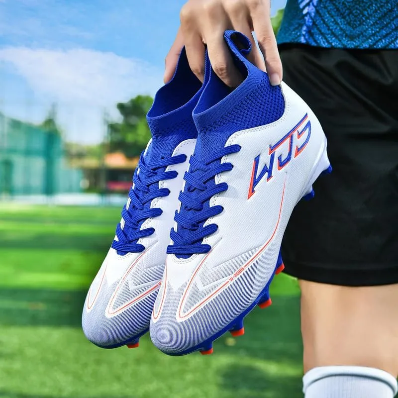 Men's Soccer Shoes Cleats Professional High-Top Athletic Turf Football Shoes Outdoor Indoor Professional Futsal Football Training Sneakers