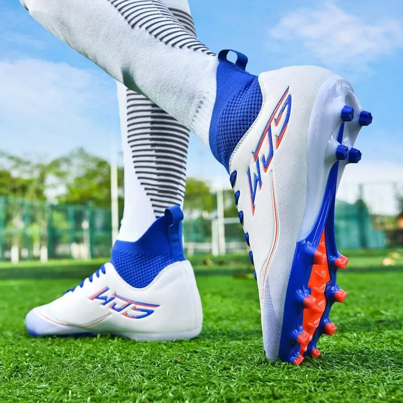 Men's Soccer Shoes Cleats Professional High-Top Athletic Turf Football Shoes Outdoor Indoor Professional Futsal Football Training Sneakers
