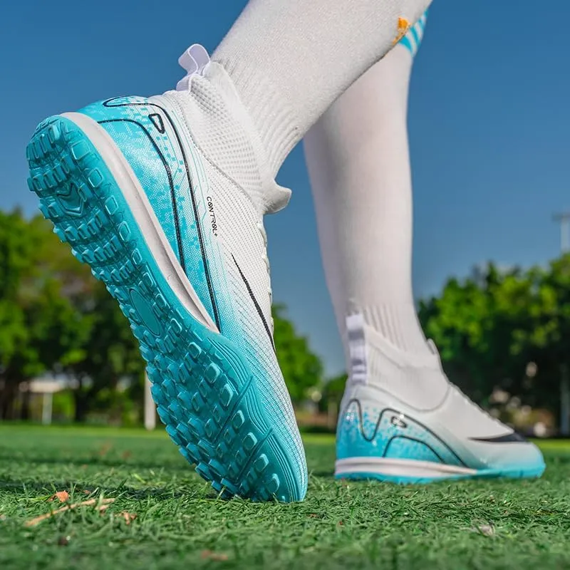 Men's Soccer Shoes Cleats Professional High-Top Athletic Turf Football Shoes Outdoor Indoor Professional Futsal Football Training Sneakers