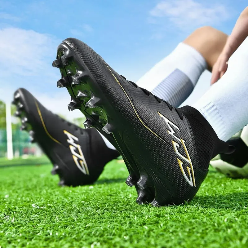 Men's Soccer Shoes Cleats Professional High-Top Athletic Turf Football Shoes Outdoor Indoor Professional Futsal Football Training Sneakers