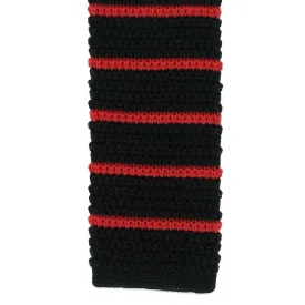Michelsons of London Silk Knitted Striped Skinny Tie - Black/Red