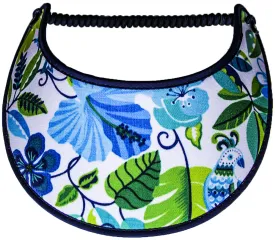 Morning glories on White Sun Visor with Royal Trim