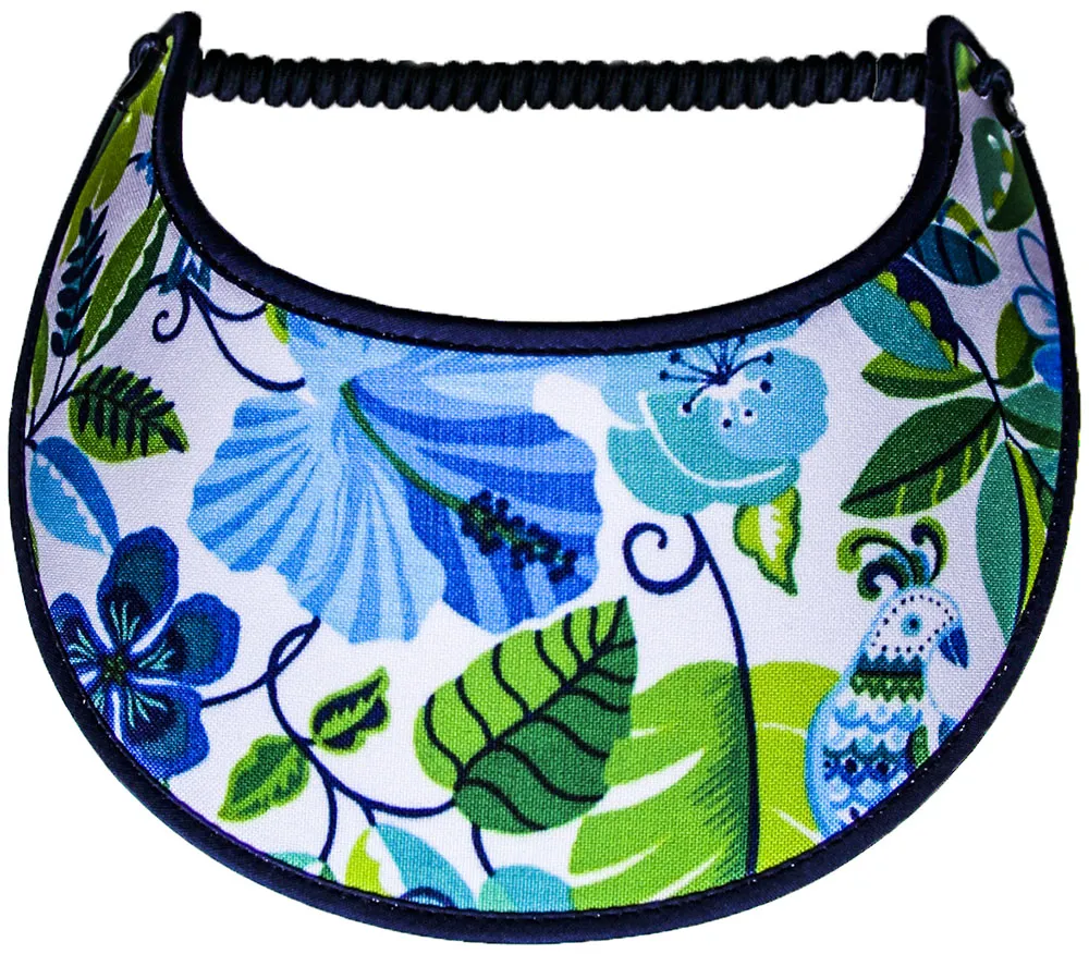 Morning glories on White Sun Visor with Royal Trim
