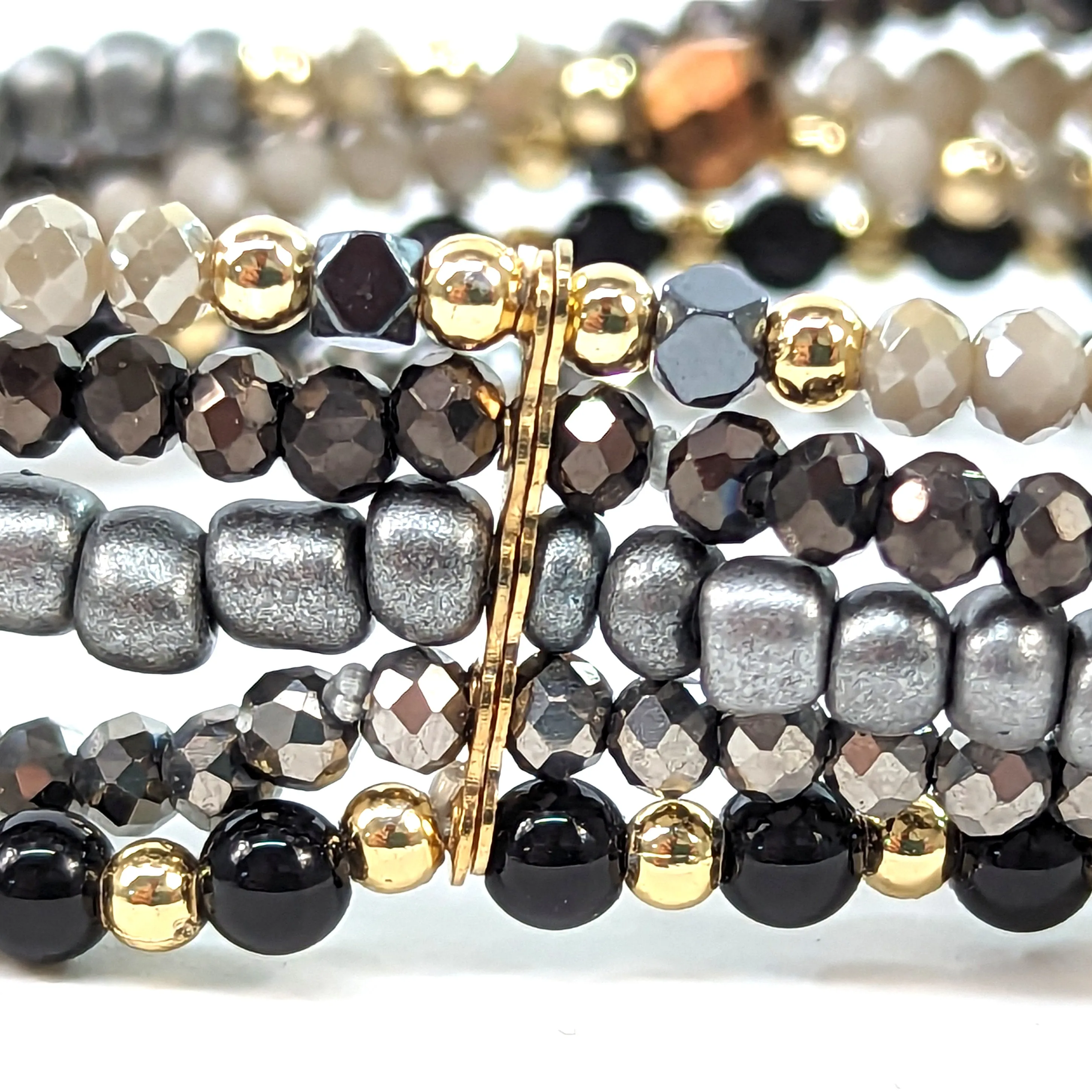 Multi Strand Bracelet - Silver & Black