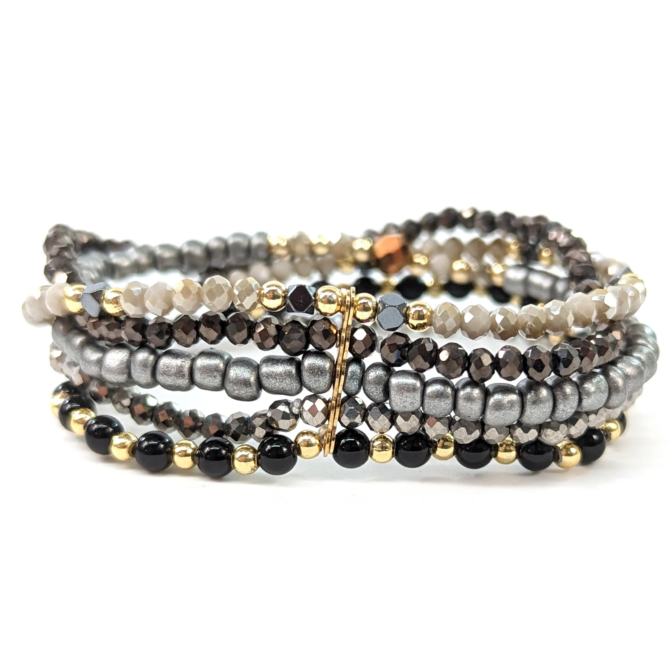 Multi Strand Bracelet - Silver & Black
