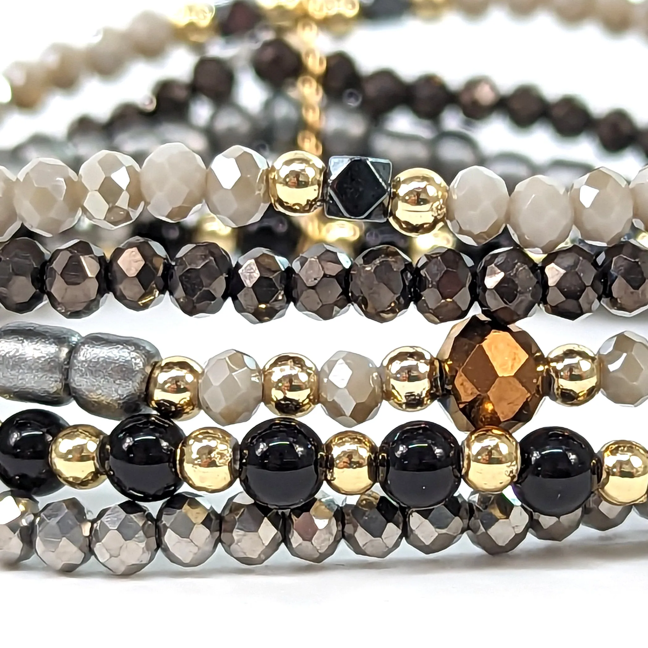 Multi Strand Bracelet - Silver & Black