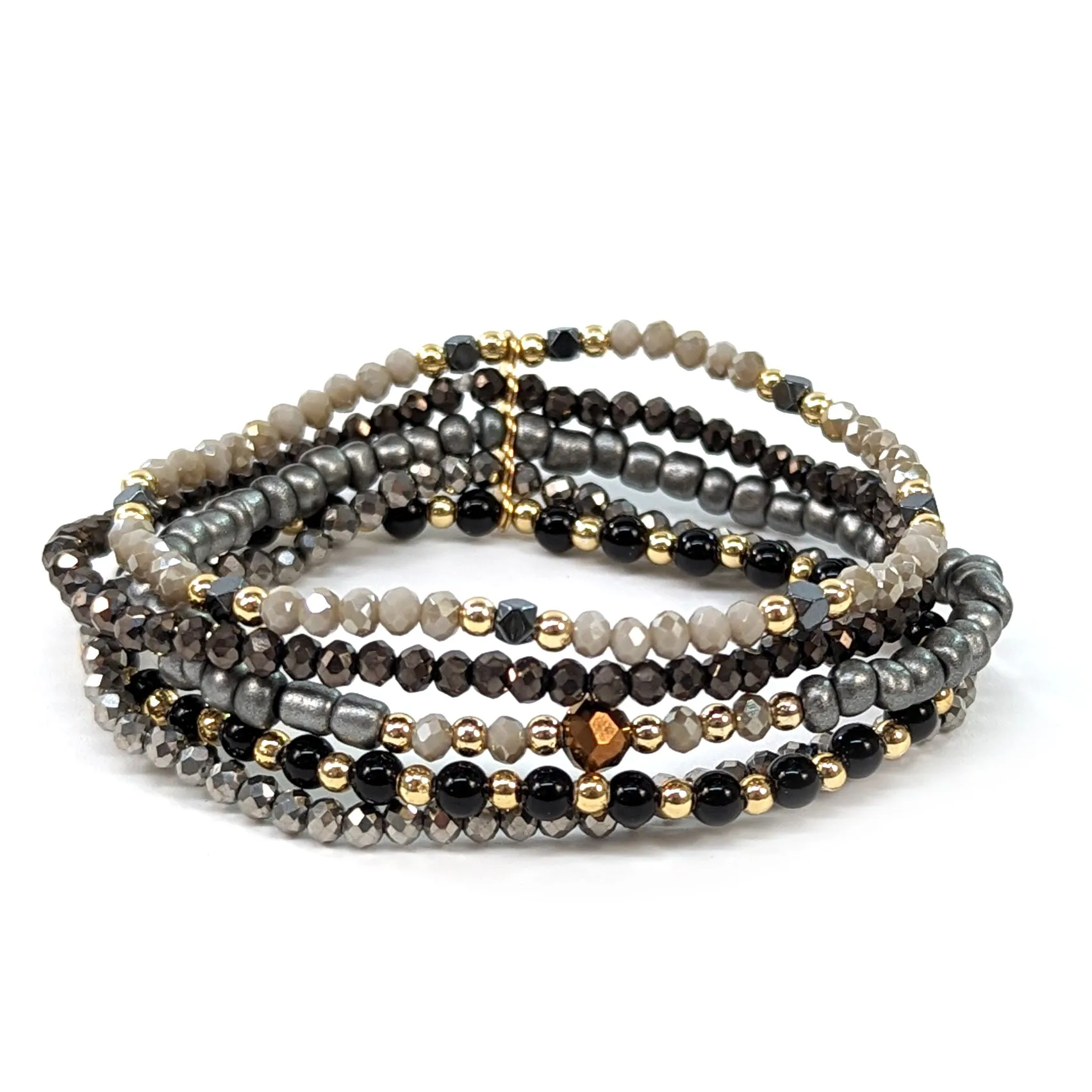 Multi Strand Bracelet - Silver & Black