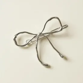 nar'sha - Metal Bow Barrette Hair Clip (Silver)