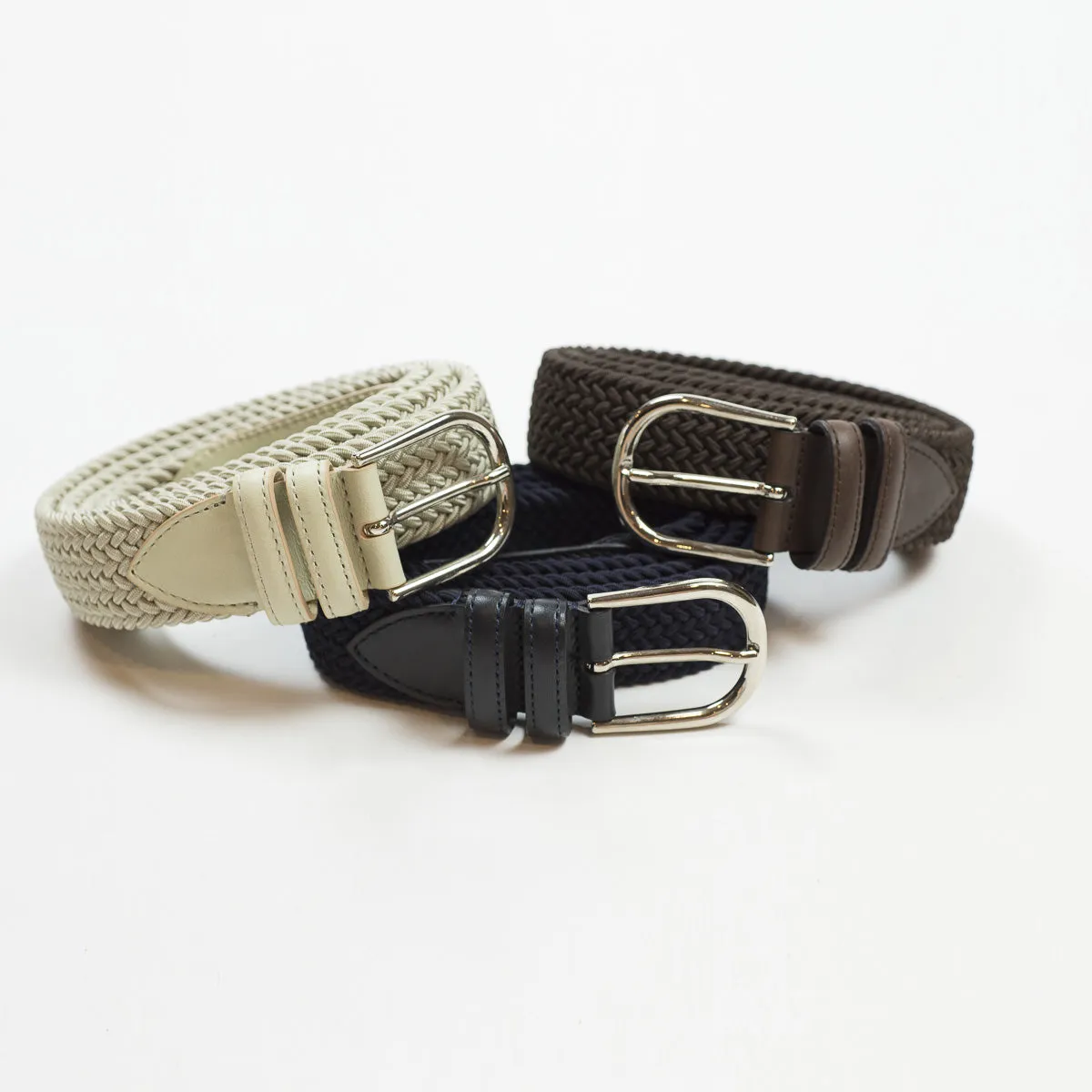 Navy "intreccio" elastic woven belt